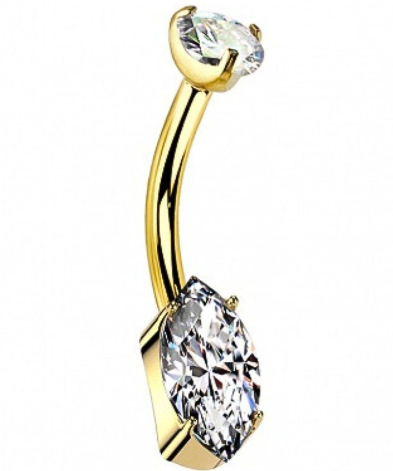 Kolczyk do pępka Banan Markiza z Kryształem – Tytan G23brnyZłoty PVD  DIA-PBT010-GG-1,610 cyrkonia.jpg